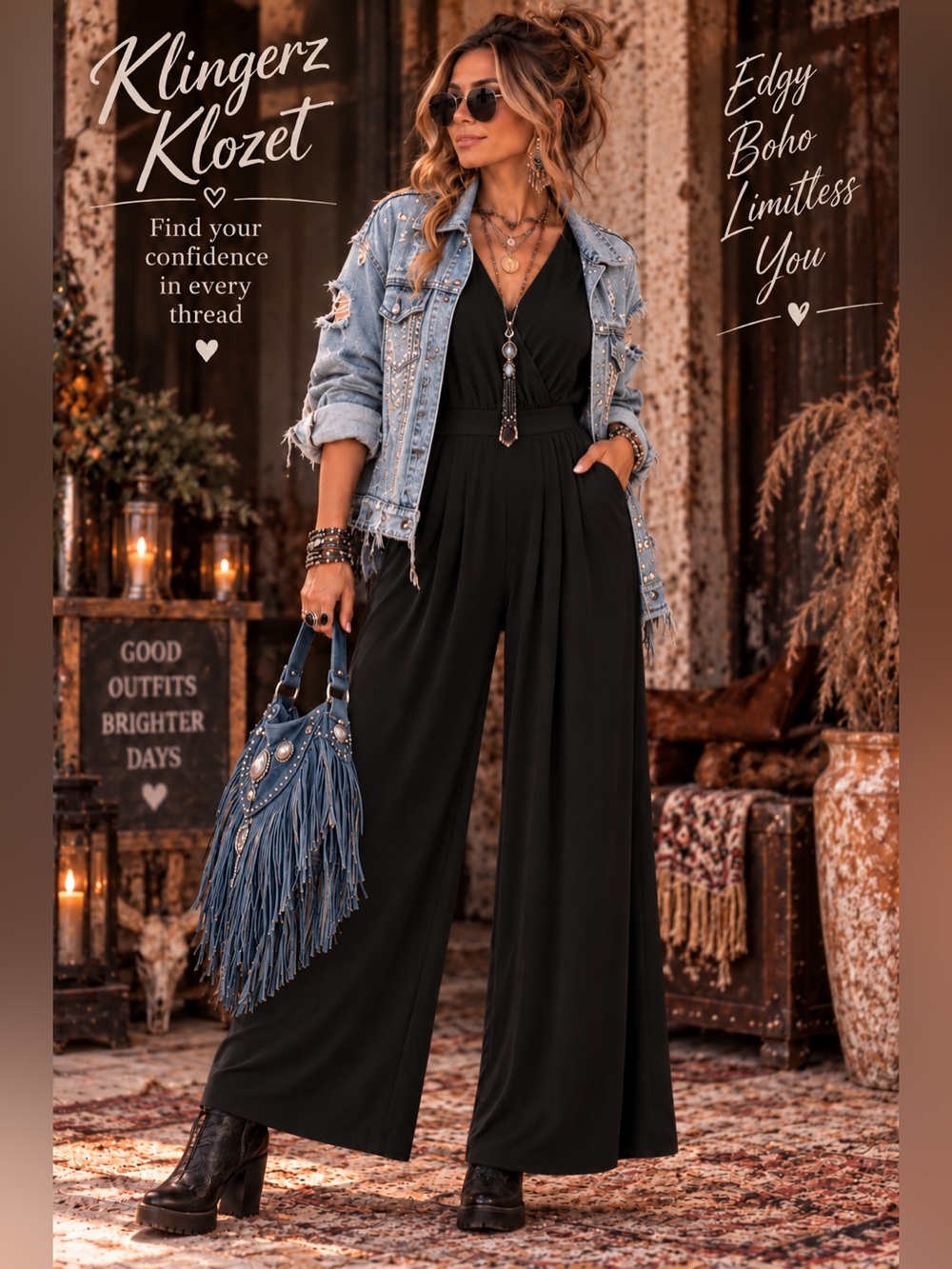 NWT Halara black Wide Leg Wrap Jumpsuit Size Medium